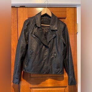 Faux leather jacket. Comfy. Warm. Versatile.
